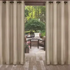 Kirklands Home Outdoor Curtains|Sand Biscayne Outdoor Curtain Panel Set, 84 in. Tan