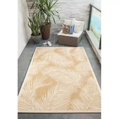 Kirklands Home Outdoor Rugs|Sand Cabo Palm Indoor/Outdoor Rug, 7x9