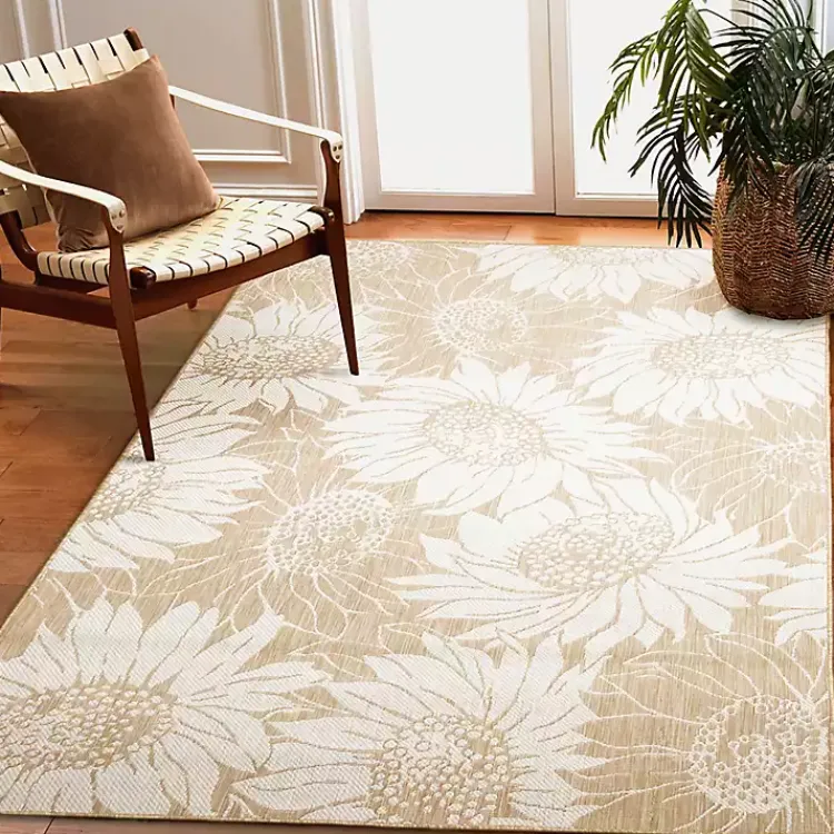 Kirklands Home Outdoor Rugs|Sand Floral Blooms Outdoor Area Rug, 7x9