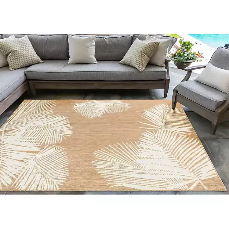 Kirklands Home Area Rugs|Sand Forest Leaf Indoor/Outdoor Area Rug, 4x7