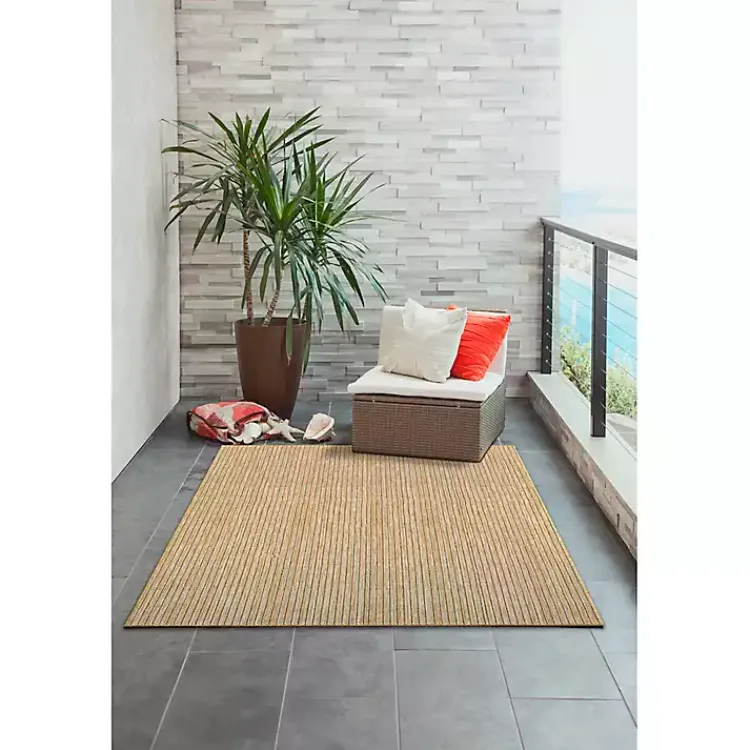 Kirklands Home Outdoor Rugs|Sand Intertwine Indoor/Outdoor Area Rug, 4x7 Tan
