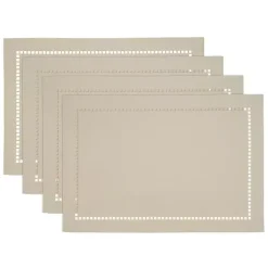 Kirklands Home Table Linens|Sand Laser-Cut Hemstitch Placemats, Set of 4 Ivory