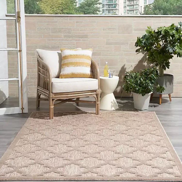 Kirklands Home Outdoor Rugs|Sandstone Natural Trellis Outdoor Area Rug, 4x6