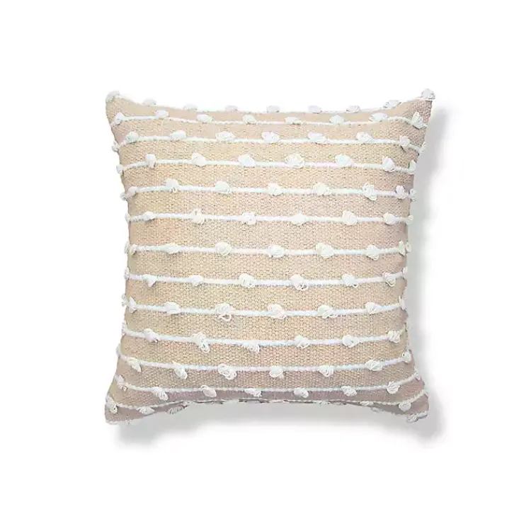 Discount Sandy Beige Hand Knotted Decorative Throw Pillow Pillows