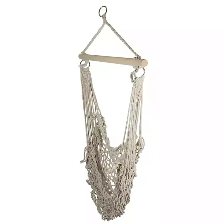 Kirklands Home Outdoor Seating|Sandy Coastal Macrame Hanging Hammock White