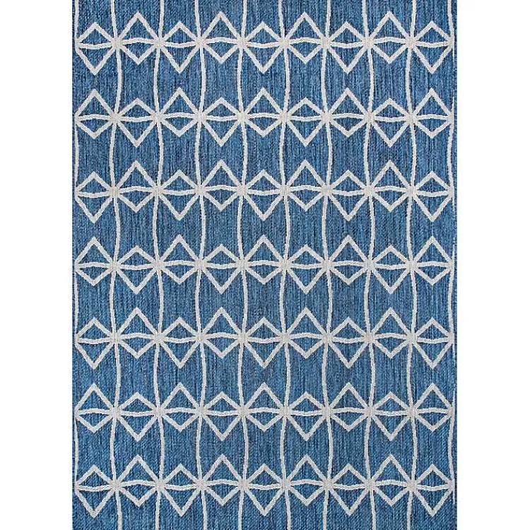 Kirklands Home Outdoor Rugs|Sanford Blue Geometric Shapes Outdoor Rug, 5x8