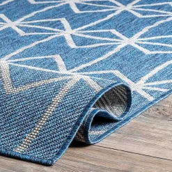 Kirklands Home Outdoor Rugs|Sanford Blue Geometric Shapes Outdoor Rug, 5x8