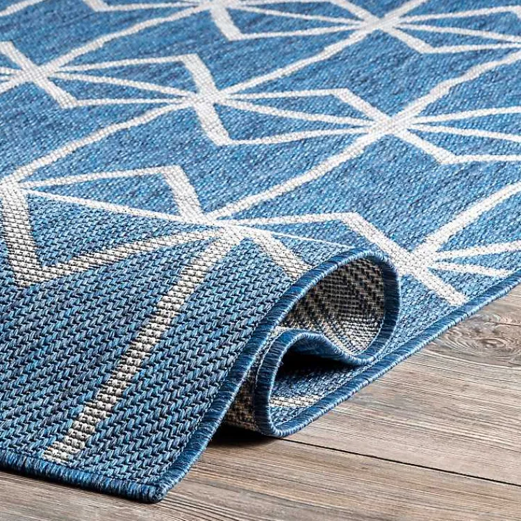 Kirklands Home Outdoor Rugs|Sanford Blue Geometric Shapes Outdoor Rug, 5x8