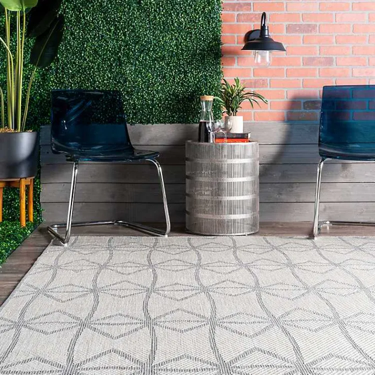 Kirklands Home Outdoor Rugs|Sanford Light Geometric Outdoor Rug, 5x8 Gray
