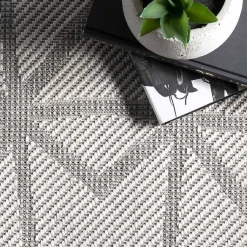 Kirklands Home Outdoor Rugs|Sanford Light Geometric Outdoor Rug, 5x8 Gray
