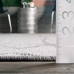 Kirklands Home Outdoor Rugs|Sanford Light Geometric Outdoor Rug, 5x8 Gray