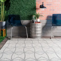 Kirklands Home Outdoor Rugs|Sanford Light Gray Geometric Outdoor Rug, 8x10
