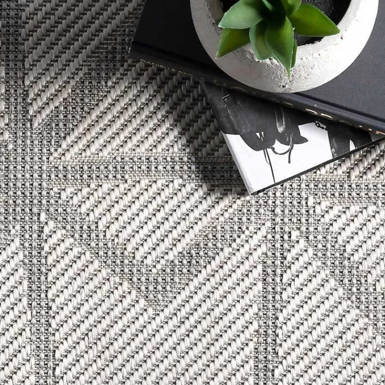 Kirklands Home Outdoor Rugs|Sanford Light Gray Geometric Outdoor Rug, 8x10