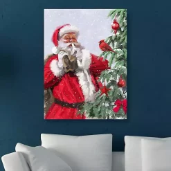 Online Santa and a Cardinal Canvas Art Print Christmas Art & Wall Decor
