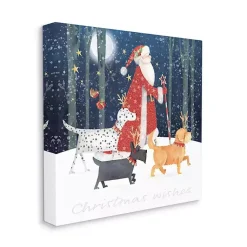 Sale Santa and His Dogs Canvas Wall Plaque Christmas Art & Wall Decor