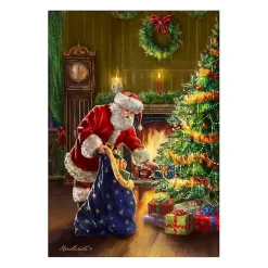 Clearance Santa and Presents with Tree Canvas Art Print Christmas Art & Wall Decor