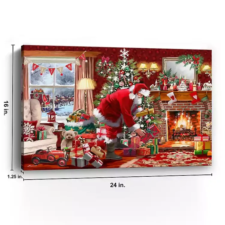 Santa by the Fire Canvas Art Print Christmas Art & Wall Decor
