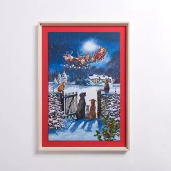 Clearance Santa Flying Over Pets Framed Art Print Christmas Art & Wall Decor