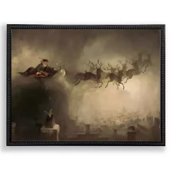 Discount Santa in Flight Framed Art Print Christmas Art & Wall Decor