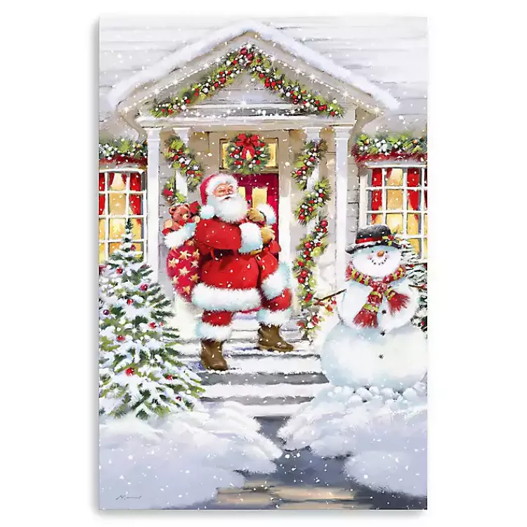 Best Santa on a Snowy Porch Canvas Art Print Christmas Art & Wall Decor