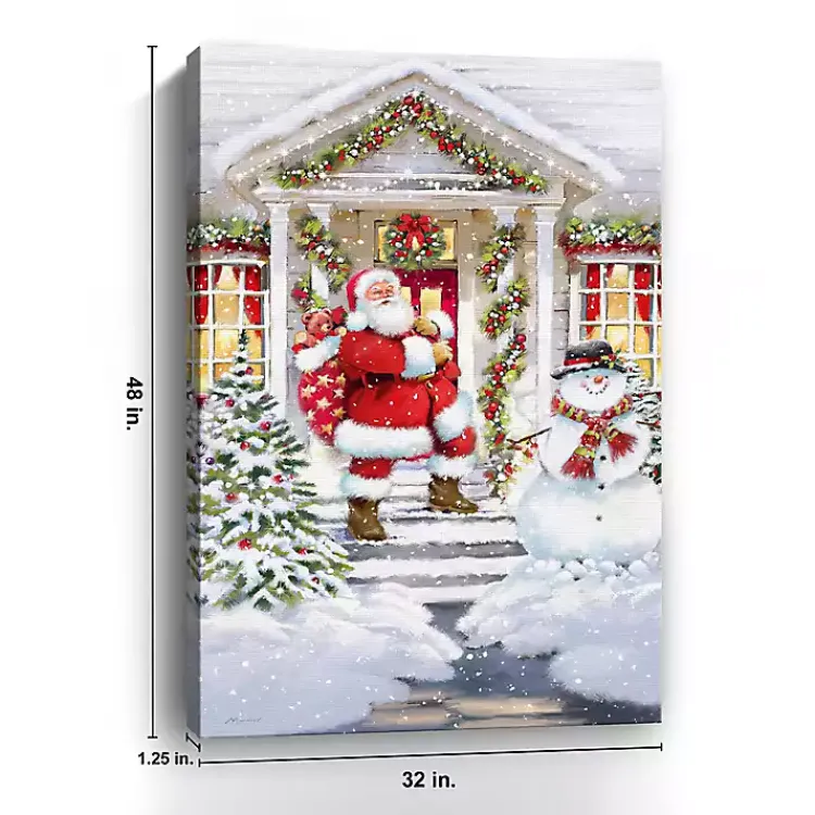 Best Santa on a Snowy Porch Canvas Art Print Christmas Art & Wall Decor