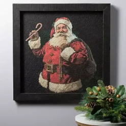 Clearance Santa with Candy Cane Framed Art Print Christmas Art & Wall Decor