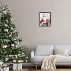 Online Santa with Red Gift Framed Art Print Christmas Art & Wall Decor