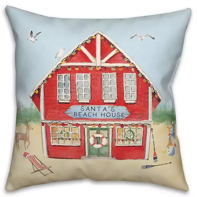 Discount Santa's Beach House Indoor/Outdoor Pillow Outdoor Christmas Decorations