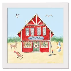 Online Santa's Beach House Framed Canvas Art Print Christmas Art & Wall Decor