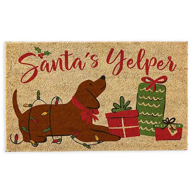 Outlet Santa's Yelper Christmas Coir Doormat Outdoor Christmas Decorations