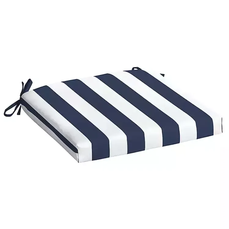 Kirklands Home Outdoor Cushions & Pillows|Sapphire Cabana Stripe Outdoor Seat Cushion Blue