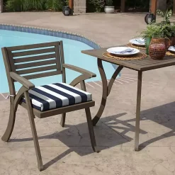 Kirklands Home Outdoor Cushions & Pillows|Sapphire Cabana Stripe Outdoor Seat Cushion Blue