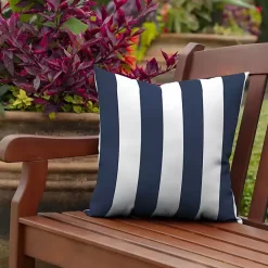 Kirklands Home Outdoor Cushions & Pillows|Sapphire Cabana Stripe Outdoor Pillow Blue