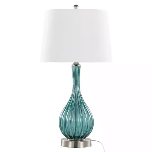 Kirklands Home Table Lamps|Sapphire Crackle Glass Table Lamps, Set of 2 White