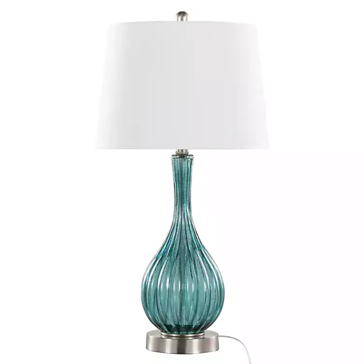 Kirklands Home Table Lamps|Sapphire Crackle Glass Table Lamps, Set of 2 White