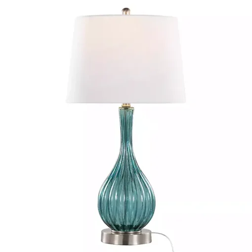 Kirklands Home Table Lamps|Sapphire Crackle Glass Table Lamps, Set of 2 White