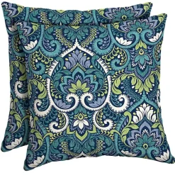 Kirklands Home Outdoor Cushions & Pillows|Sapphire Damask Outdoor Pillows, Set of 2