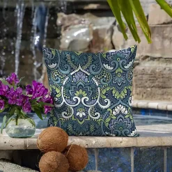 Kirklands Home Outdoor Cushions & Pillows|Sapphire Damask Outdoor Pillows, Set of 2