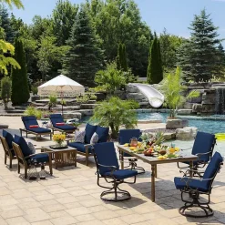 Kirklands Home Outdoor Cushions & Pillows|Sapphire Leala Luxe Outdoor Dining Chair Cushion Blue