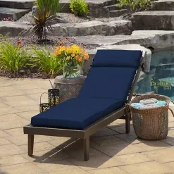 Kirklands Home Outdoor Cushions & Pillows|Sapphire Leala Texture Outdoor Chaise Cushion Blue