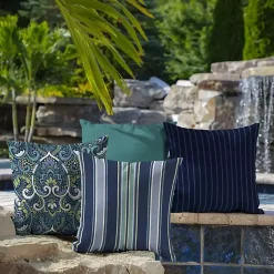 Kirklands Home Outdoor Cushions & Pillows|Sapphire Stripe Outdoor Pillows, Set of 2