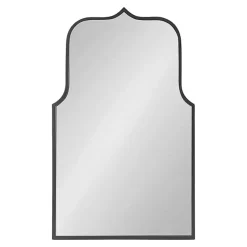 Kirklands Home Decorative Mirrors|Satin Arched Scallop Wall Mirror Black