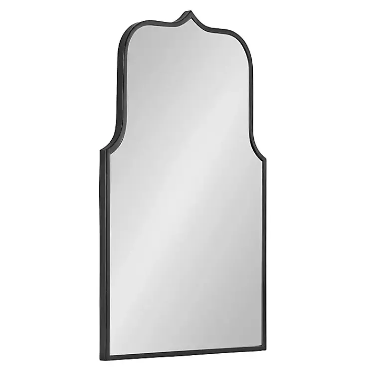 Kirklands Home Decorative Mirrors|Satin Arched Scallop Wall Mirror Black