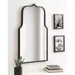 Kirklands Home Decorative Mirrors|Satin Arched Scallop Wall Mirror Black
