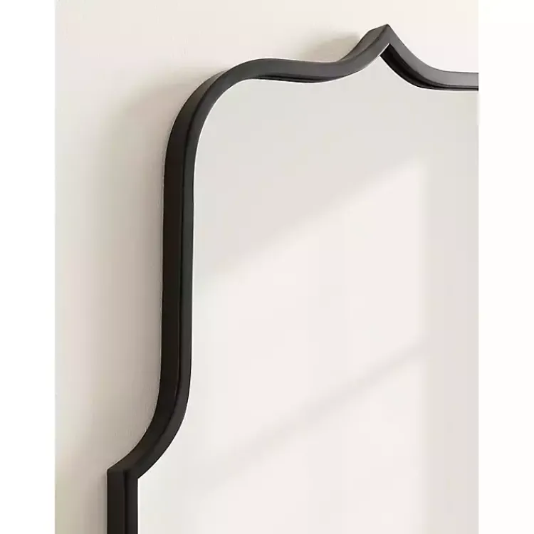 Kirklands Home Decorative Mirrors|Satin Arched Scallop Wall Mirror Black