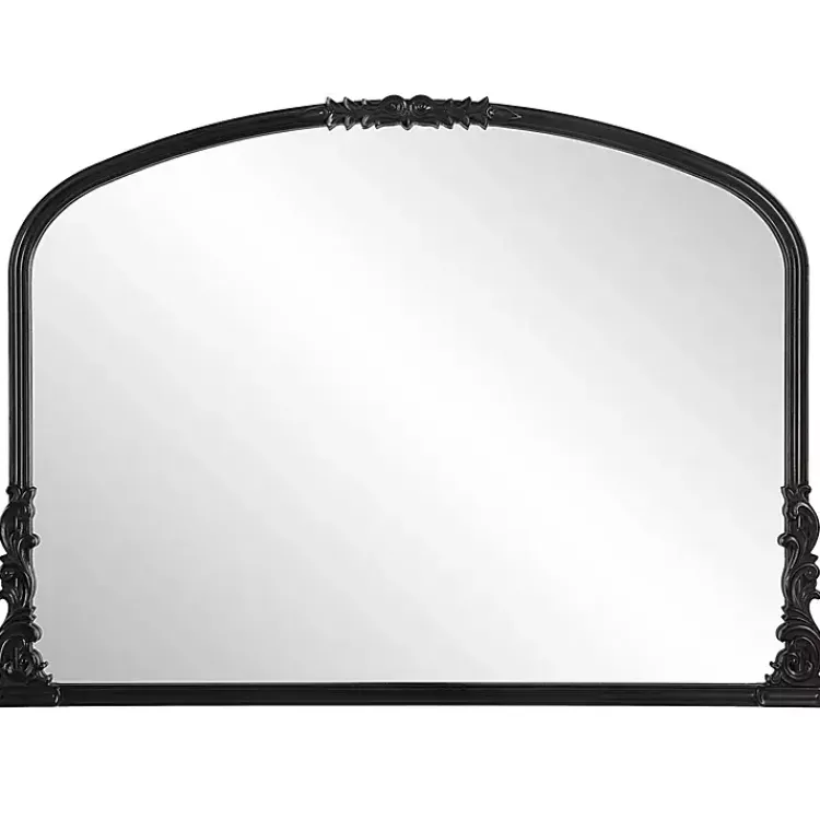 Kirklands Home Decorative Mirrors|Satin Baroque Arched Wall Mirror Black