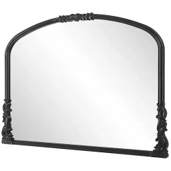 Kirklands Home Decorative Mirrors|Satin Baroque Arched Wall Mirror Black