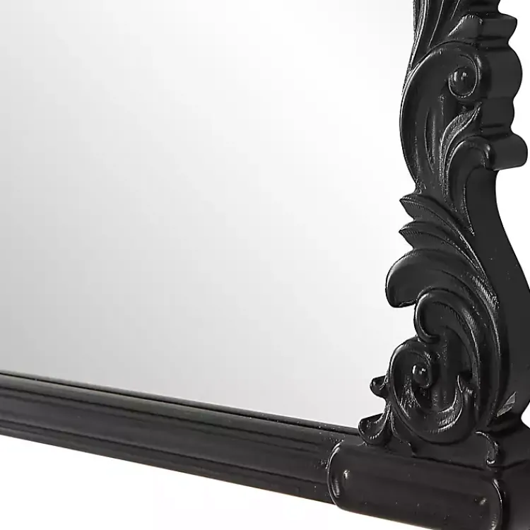 Kirklands Home Decorative Mirrors|Satin Baroque Arched Wall Mirror Black