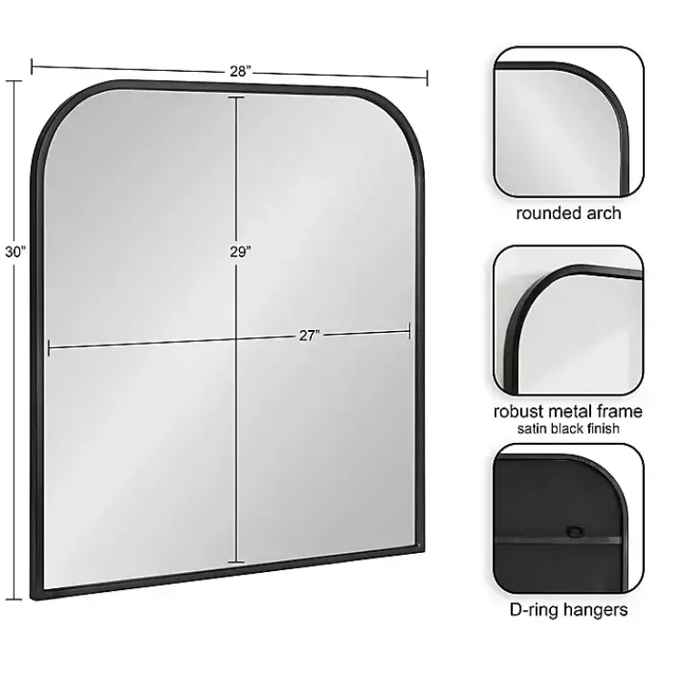 Kirklands Home Decorative Mirrors|Satin Wide Arch Wall Mirror Black