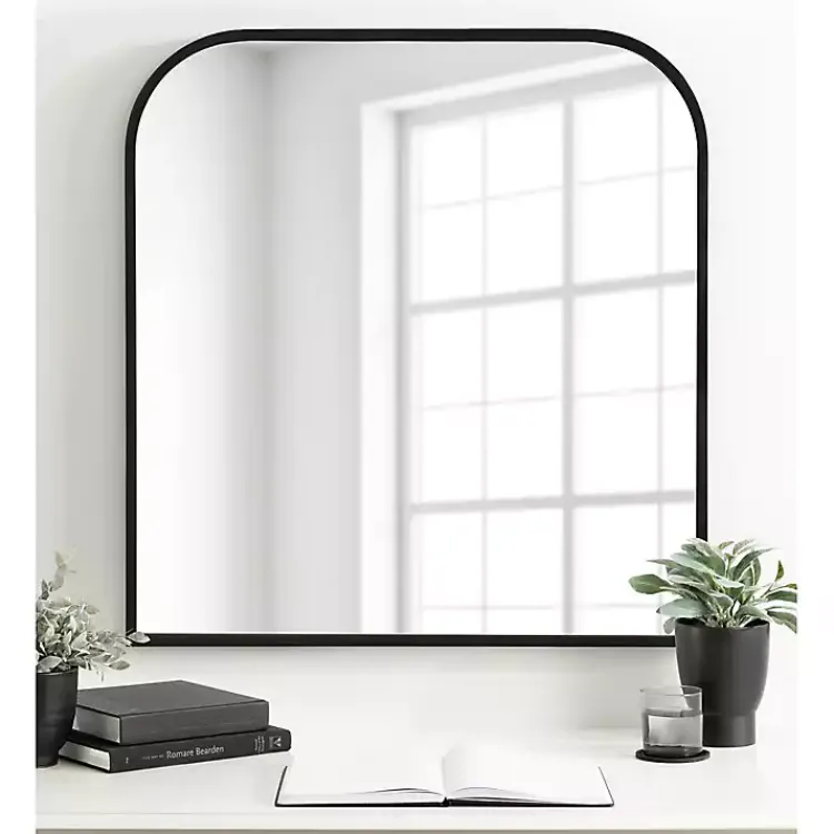 Kirklands Home Decorative Mirrors|Satin Wide Arch Wall Mirror Black